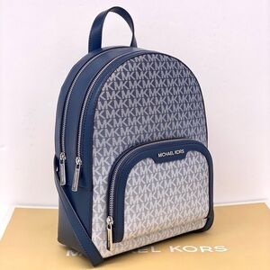 Michael Kors Jaycee Medium Ombré Signature Logo Backpack Navy